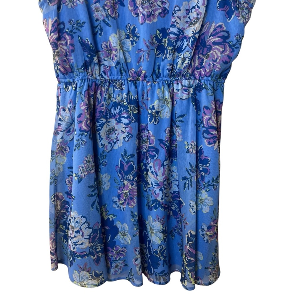 Steve Madden Allie Floral Blue Dress Sz L - Picture 7 of 11
